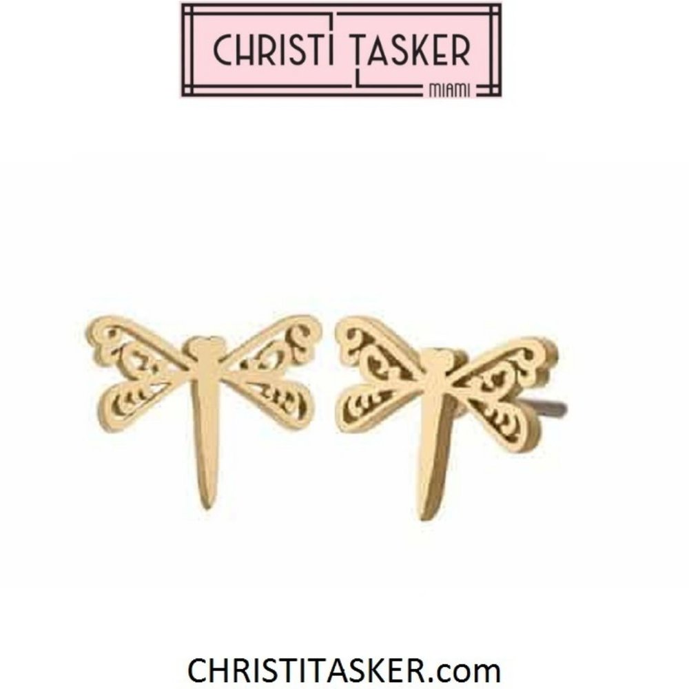 Dragonfly Stud Earrings for Little Girls (Gold)